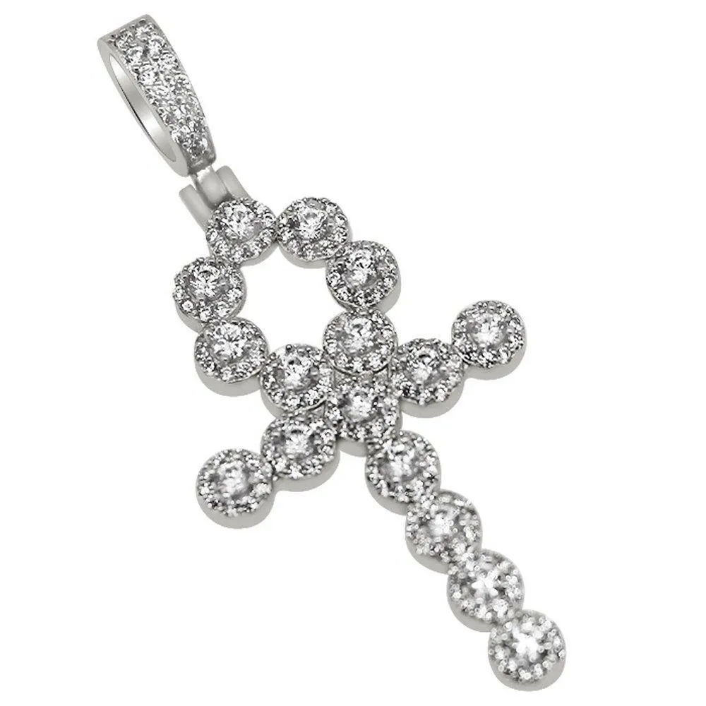 .925 Silver Skinny Cluster Cross CZ Bling Bling Pendant