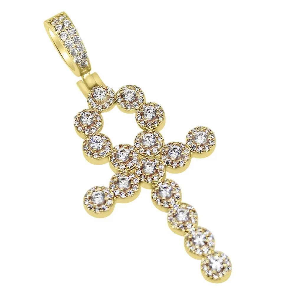 .925 Silver Skinny Cluster Cross CZ Bling Bling Pendant