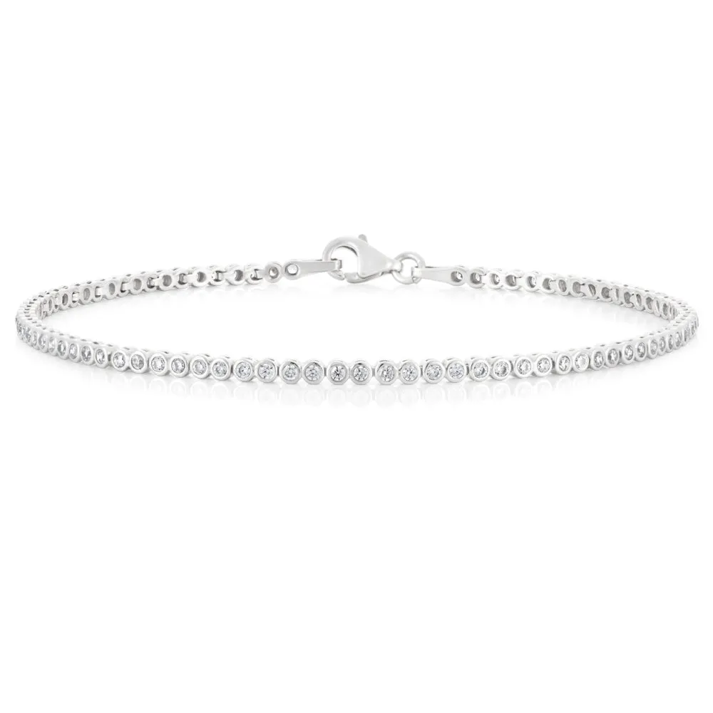 9ct White Gold 19cm Zirconia Tennis Bracelet