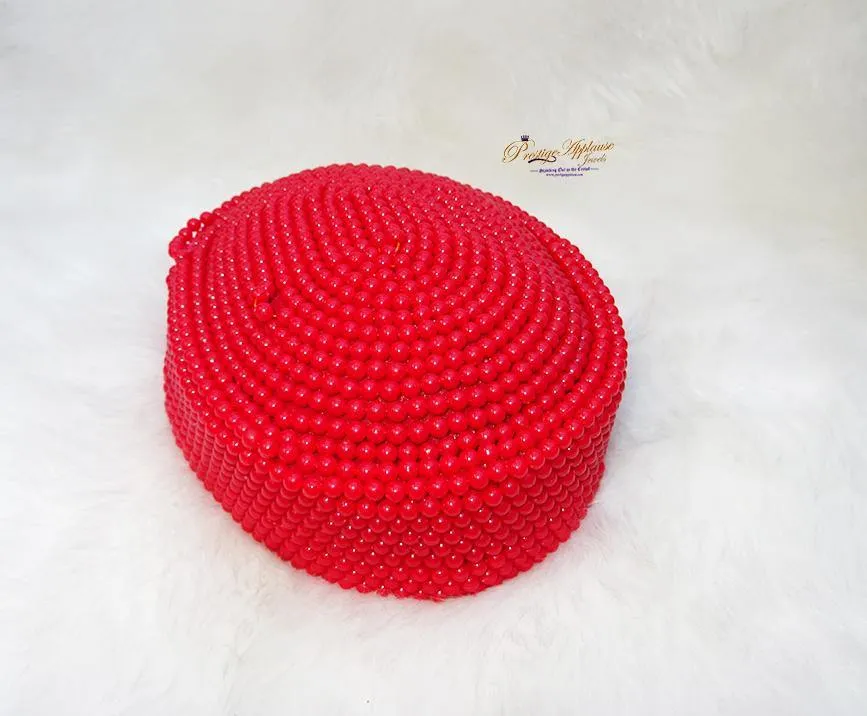 African bridal cap,Igbo bridal cap,coral Ball cap, Nigerian bridal cap for brides, chieftaincy cap, Nigerian Igbo wedding cap