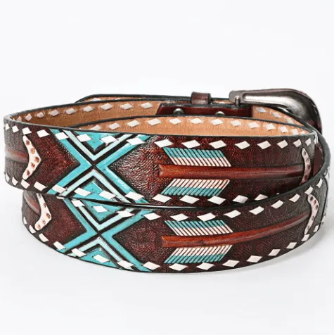 American Darling Arrow Hand Tooled & Painted Leather Belt ADBLF104