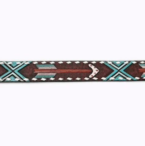 American Darling Arrow Hand Tooled & Painted Leather Belt ADBLF104