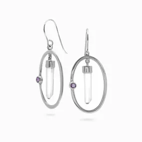 Amethyst & Clear Quartz Drop Earrings