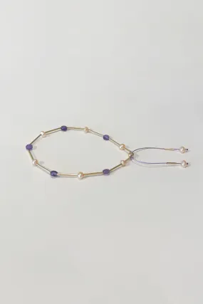 Amethyst and Pearl Gold-Filled Adjustable Bracelet