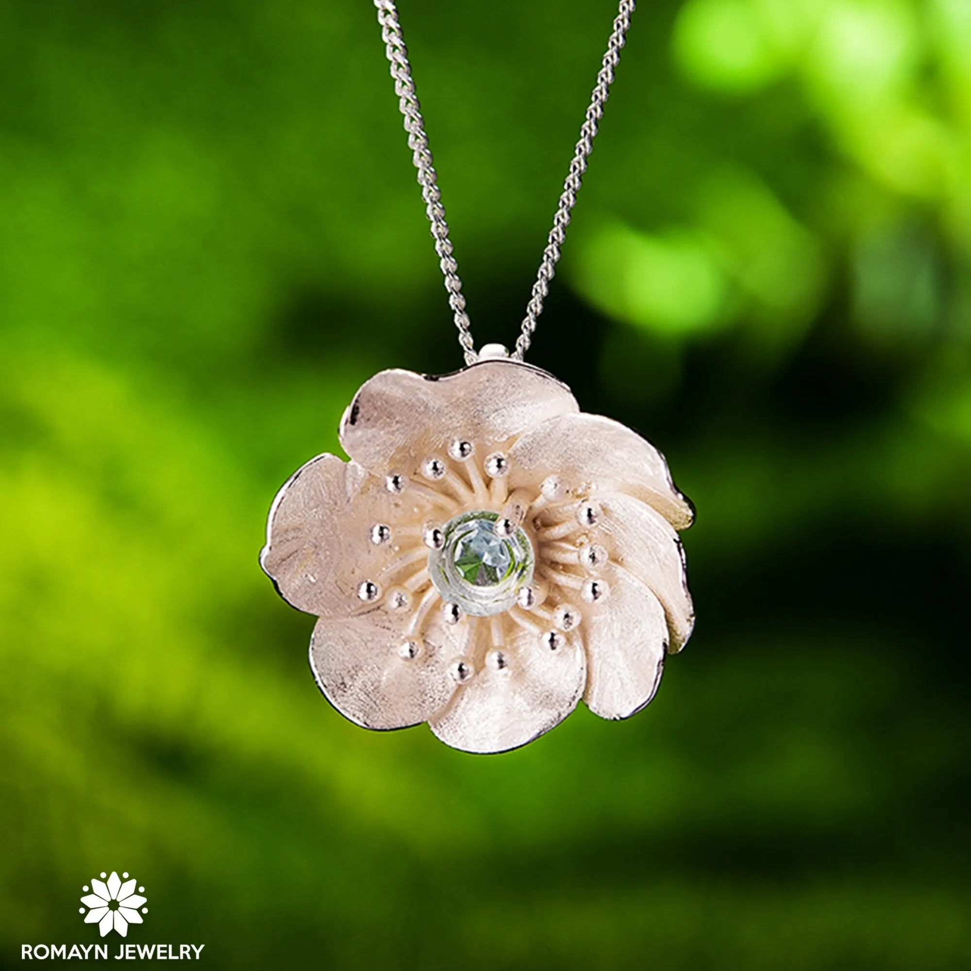 Anemone Flower Topaz Necklace