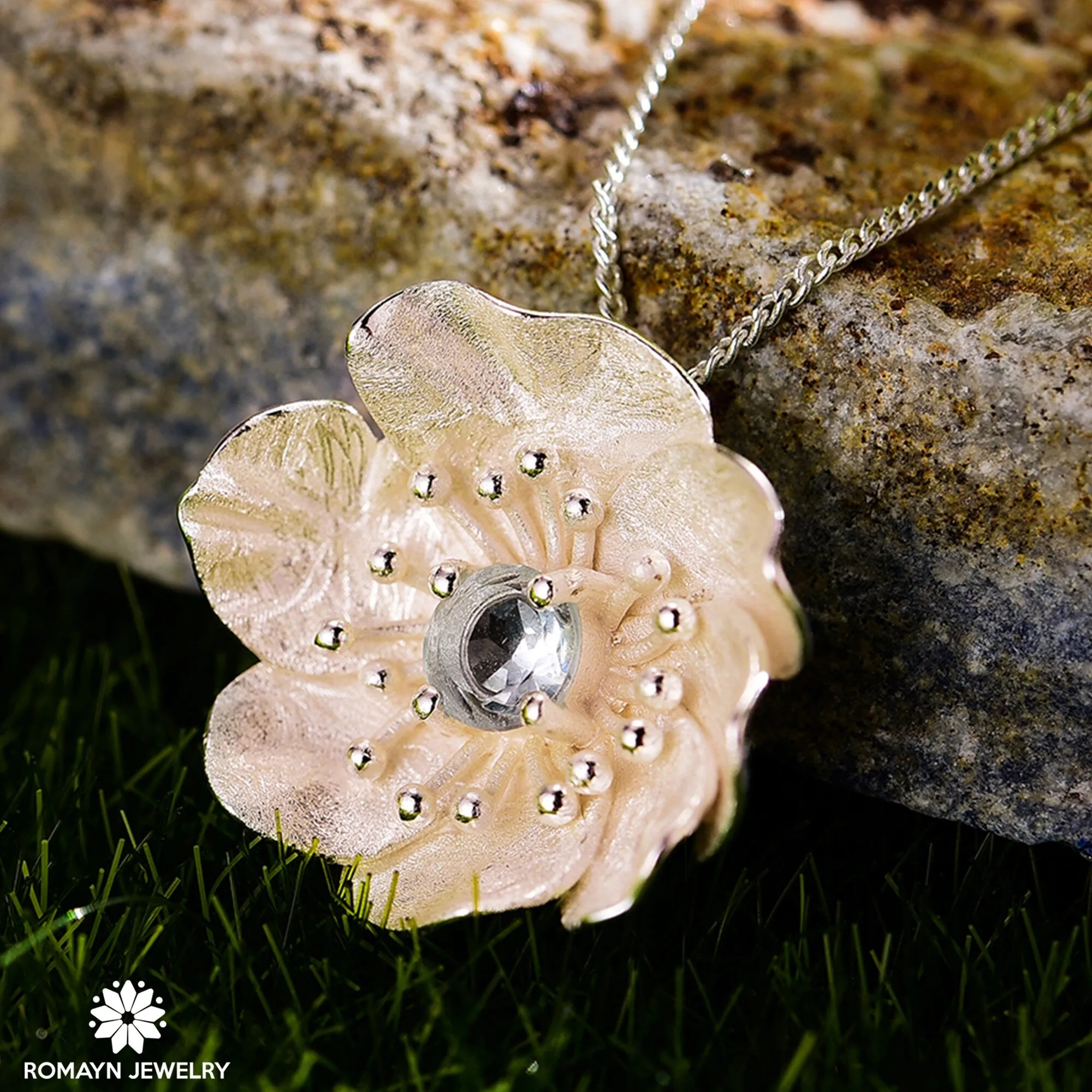 Anemone Flower Topaz Necklace