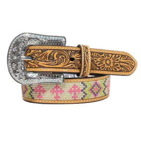 Angel Ranch Girls Western Brown Belt with Embroidery