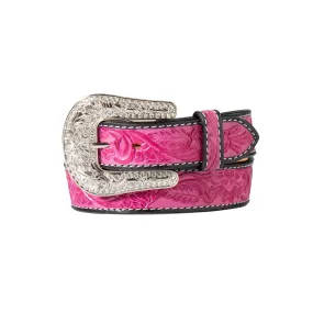 Angel Ranch Ladies Hand Tooled Floral Belt- Pink