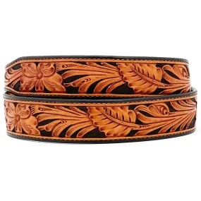 Antique Floral Carved Western Leather Belt Straps