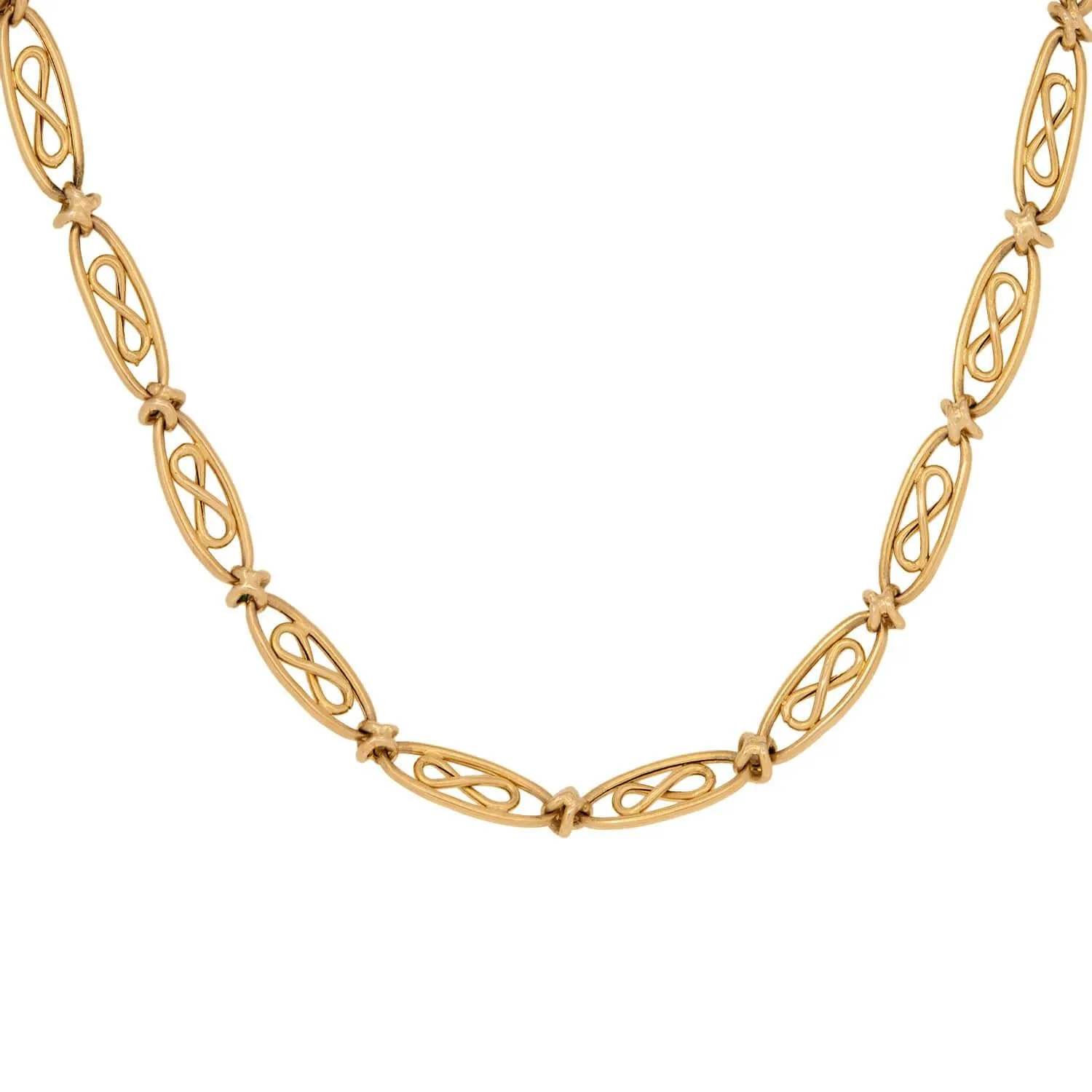 Art Nouveau French 18k Eternity Link Necklace