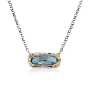 AT 804AT-B BLUE TOPAZ & GOLD NECKLACE