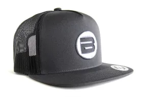 B Logo Cap, Gray Mesh Hat