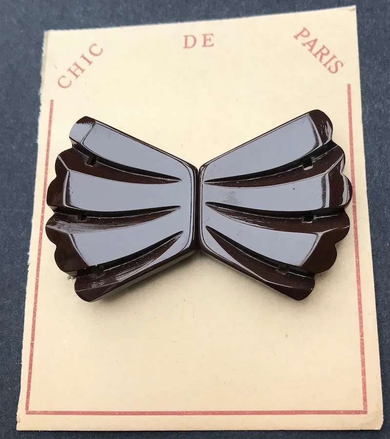 Bakelite Brown Deco 2 Part French Belt Buckle