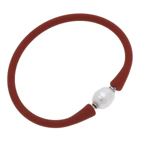 Bali Freshwater Pearl Silicone Bracelet in Rust