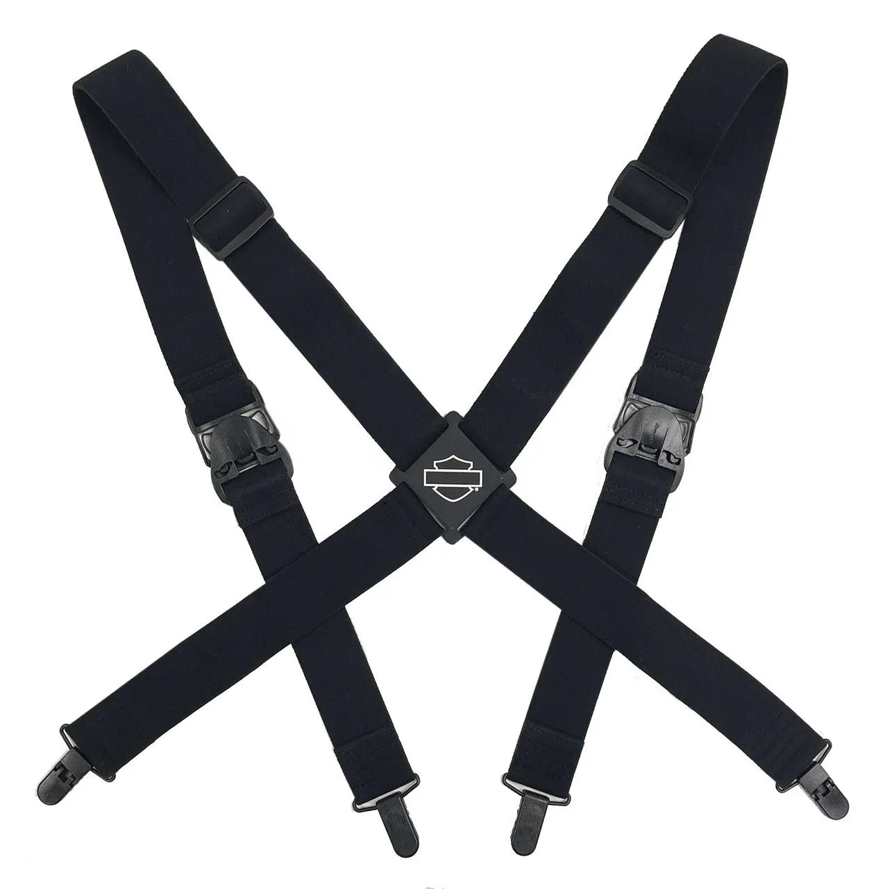 Bar & Shield Adjustable Elastic Suspenders - Black