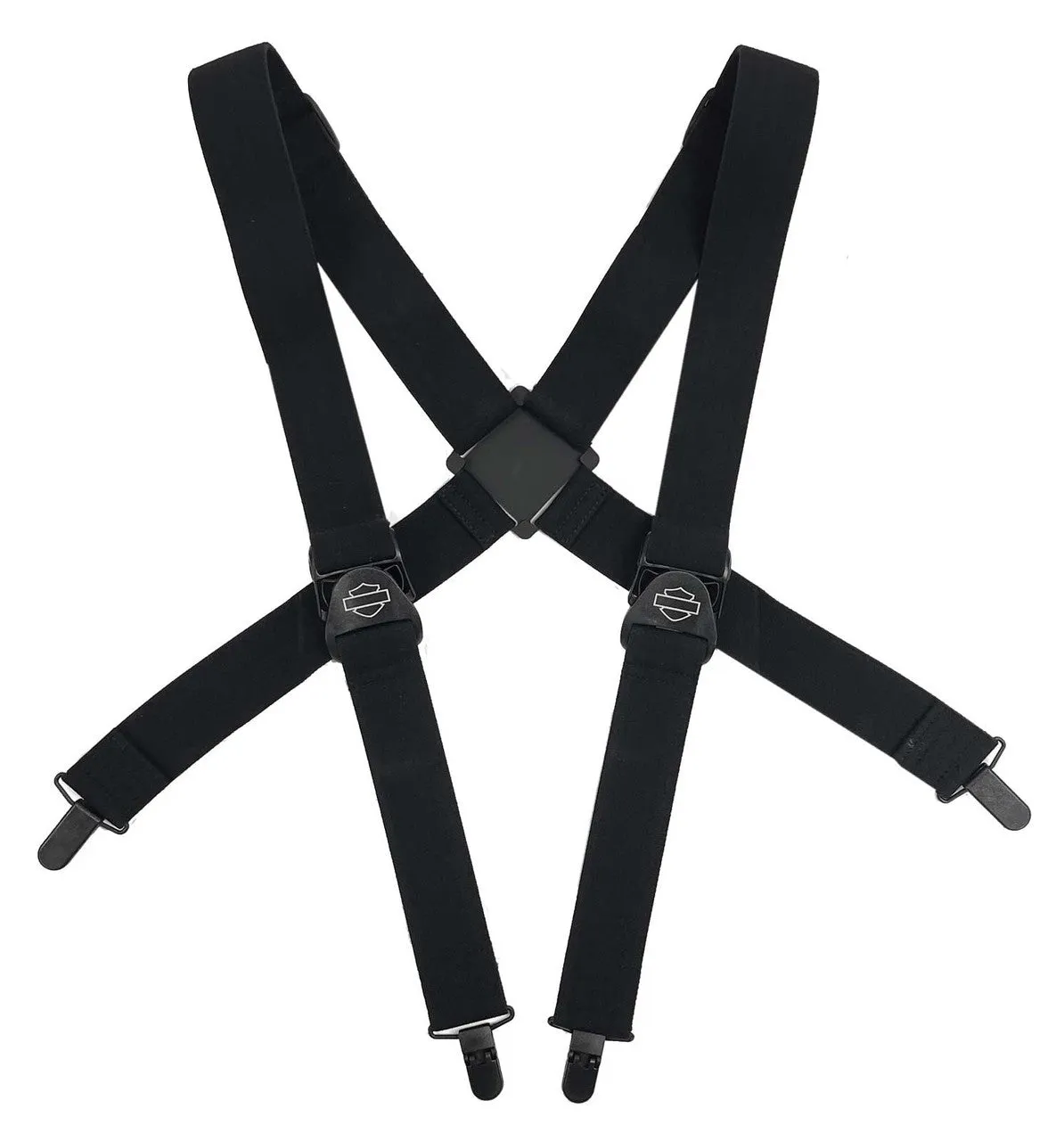 Bar & Shield Adjustable Elastic Suspenders - Black