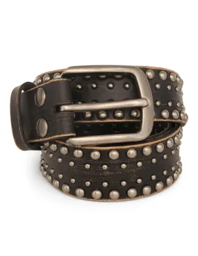 Bed Stu Crystal Belt in Black Abrasive Genuine Leather with Studs A100029-BLAB