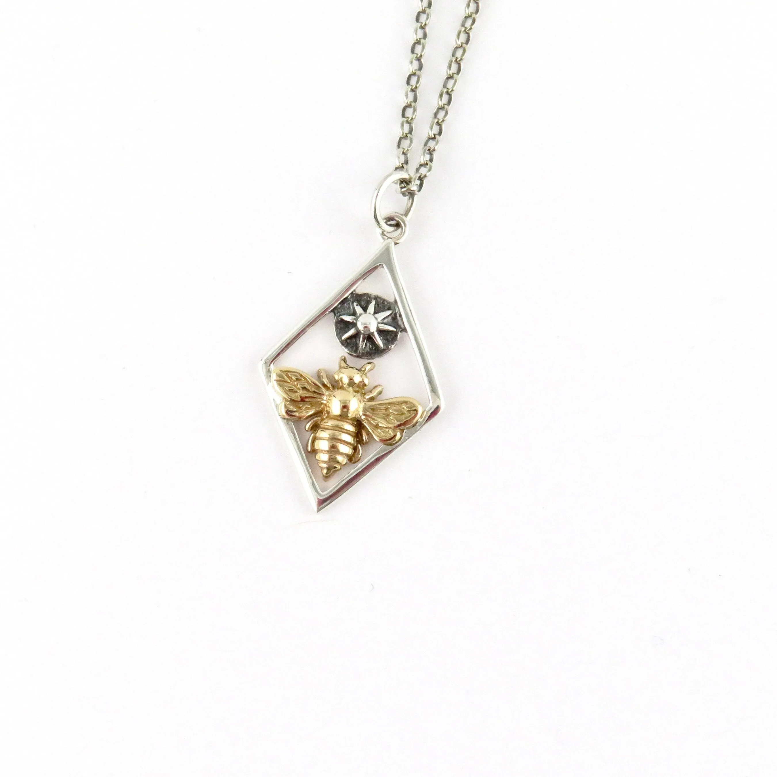 Bee and Sun in Diamond Necklace