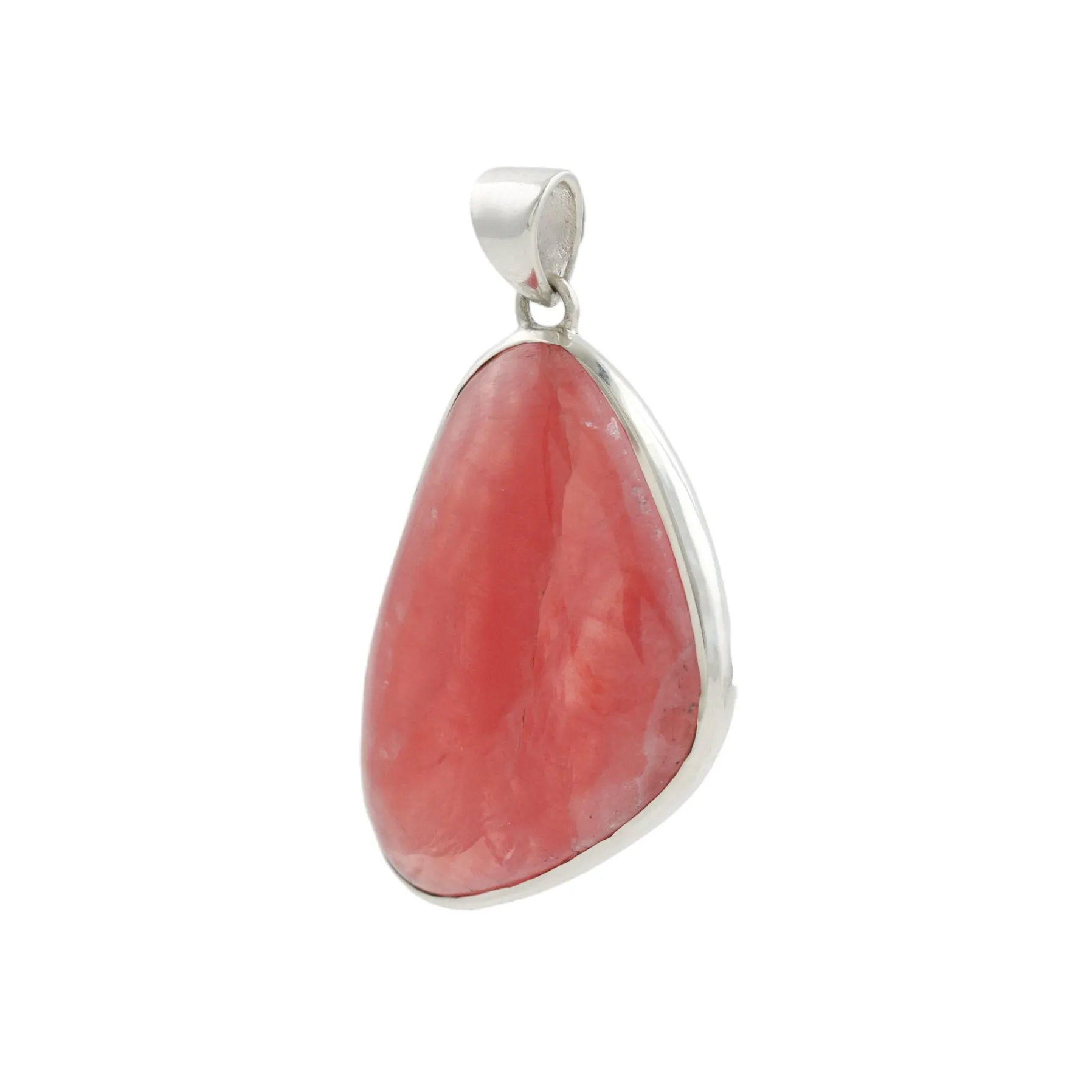 Beguiling Asymmetric Rhodochrosite x Silver Pendant