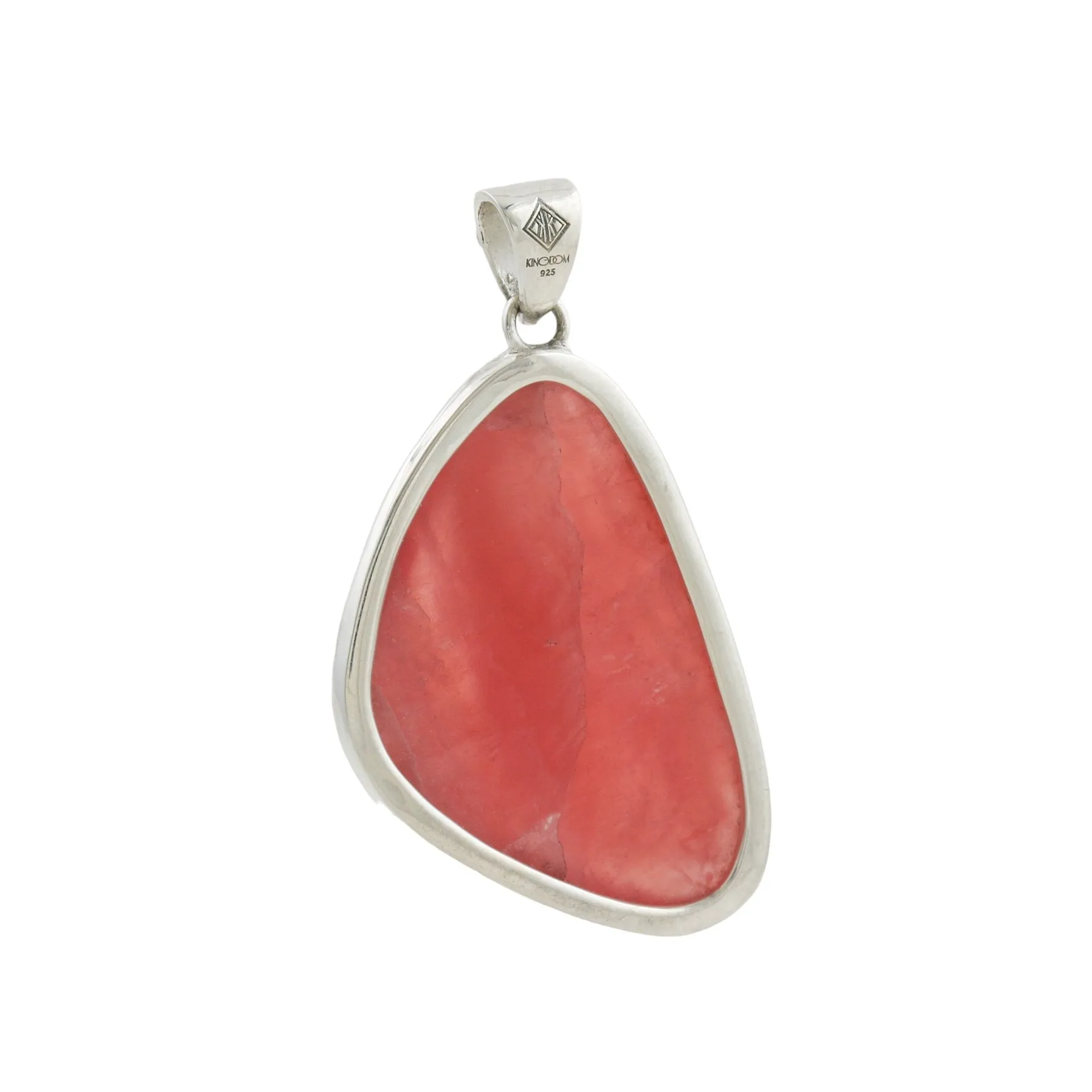 Beguiling Asymmetric Rhodochrosite x Silver Pendant