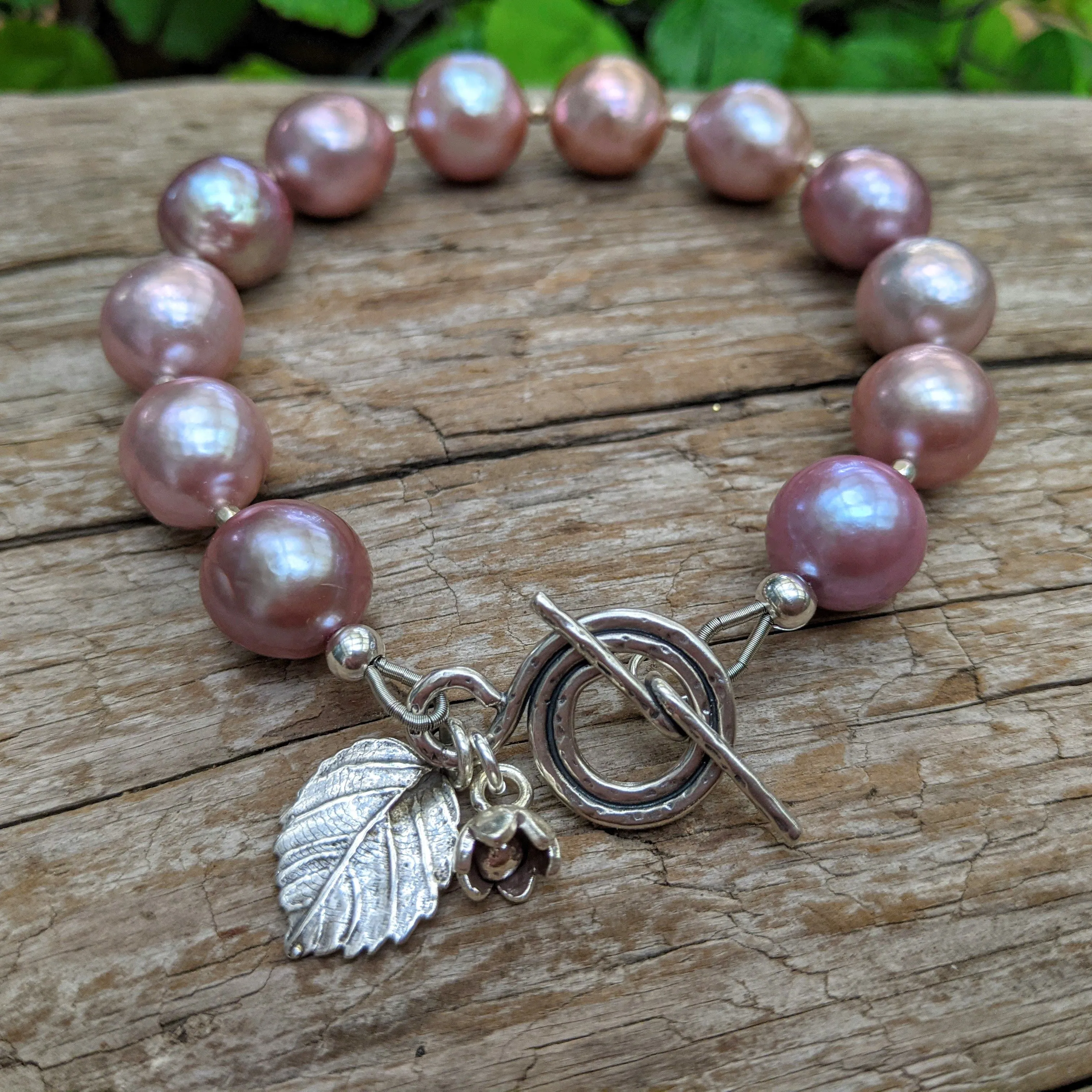 Big, Pink Edison Pearl Bracelet