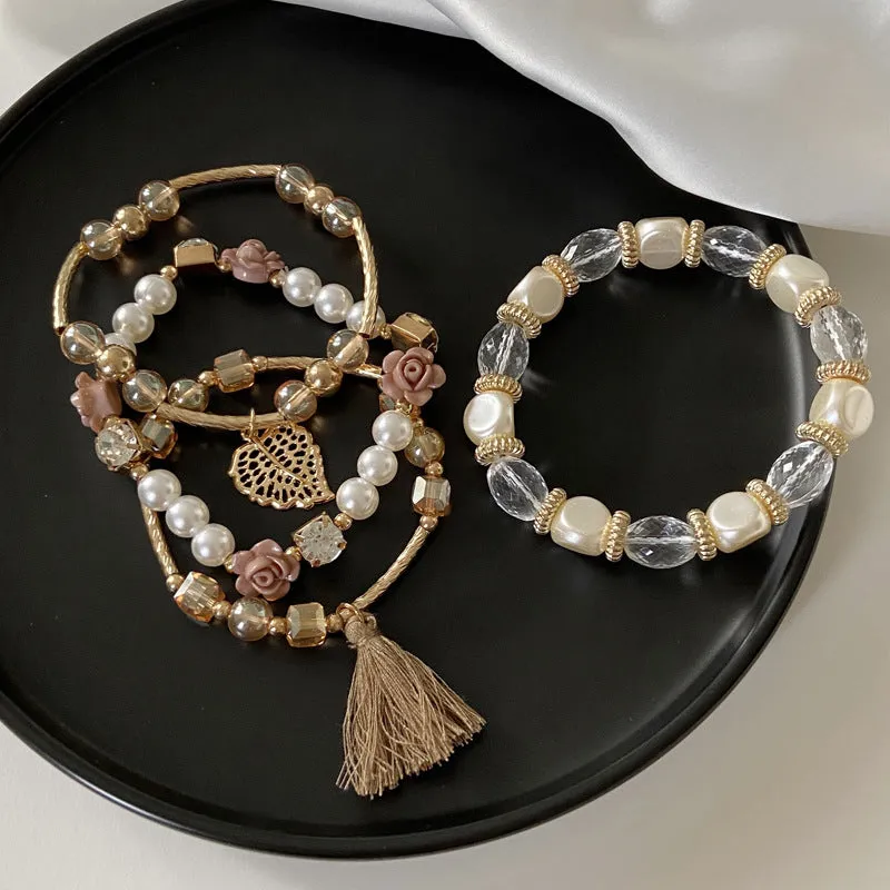 Bohemian Ethnic Female Multi-layer Stretch Rice Bead Bracelet