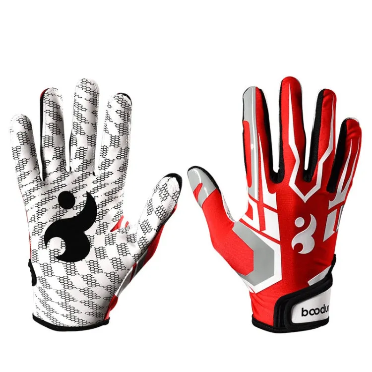 BOODUN C281071G Baseball Rugby Gloves Fitness Sports Anti-Slip Outdoor Hiking Gloves(Red M)