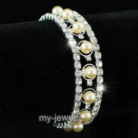 Bridal Wedding Peach Cream Pearl Bracelet XB044