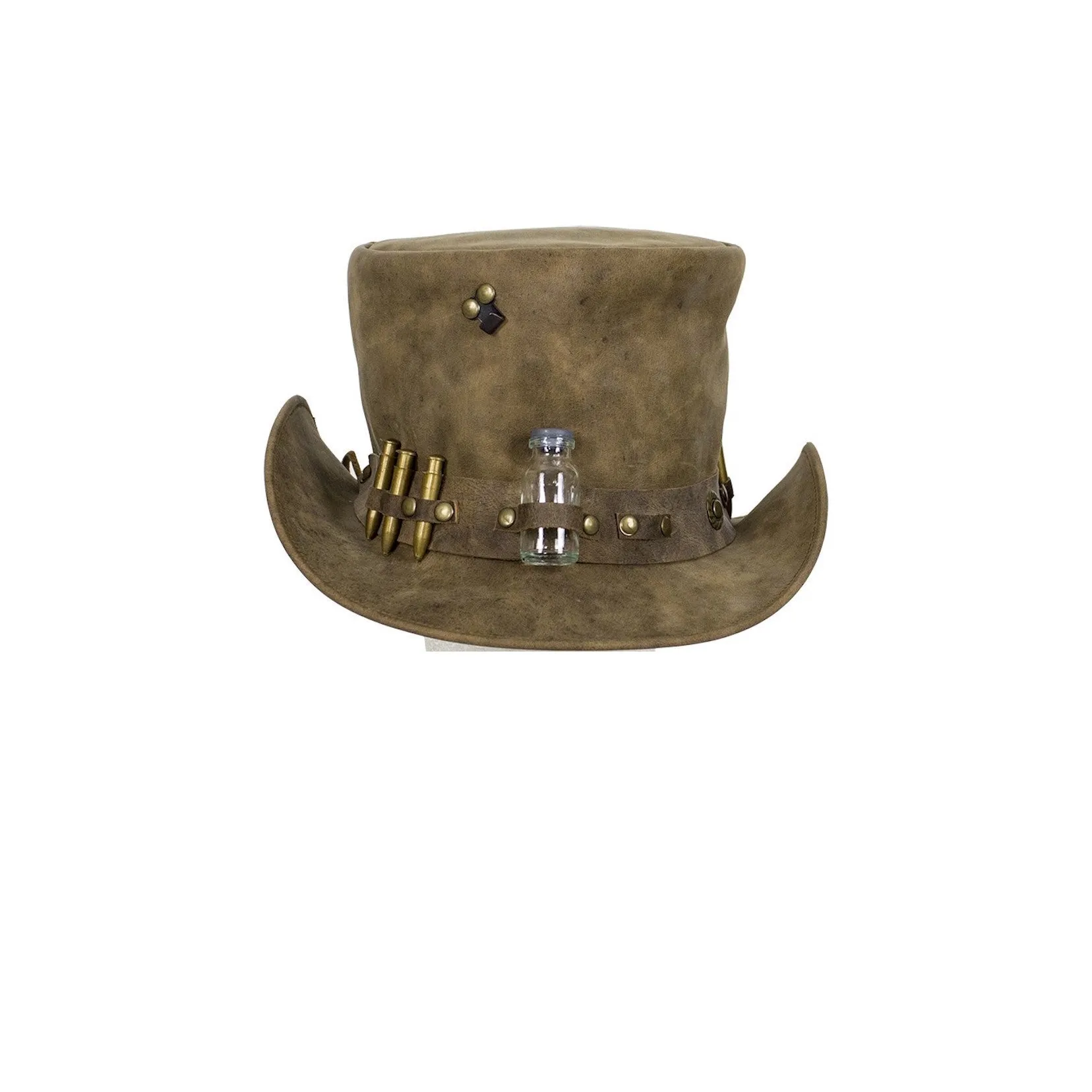 Brown Naked Leather Deadman Top Hat