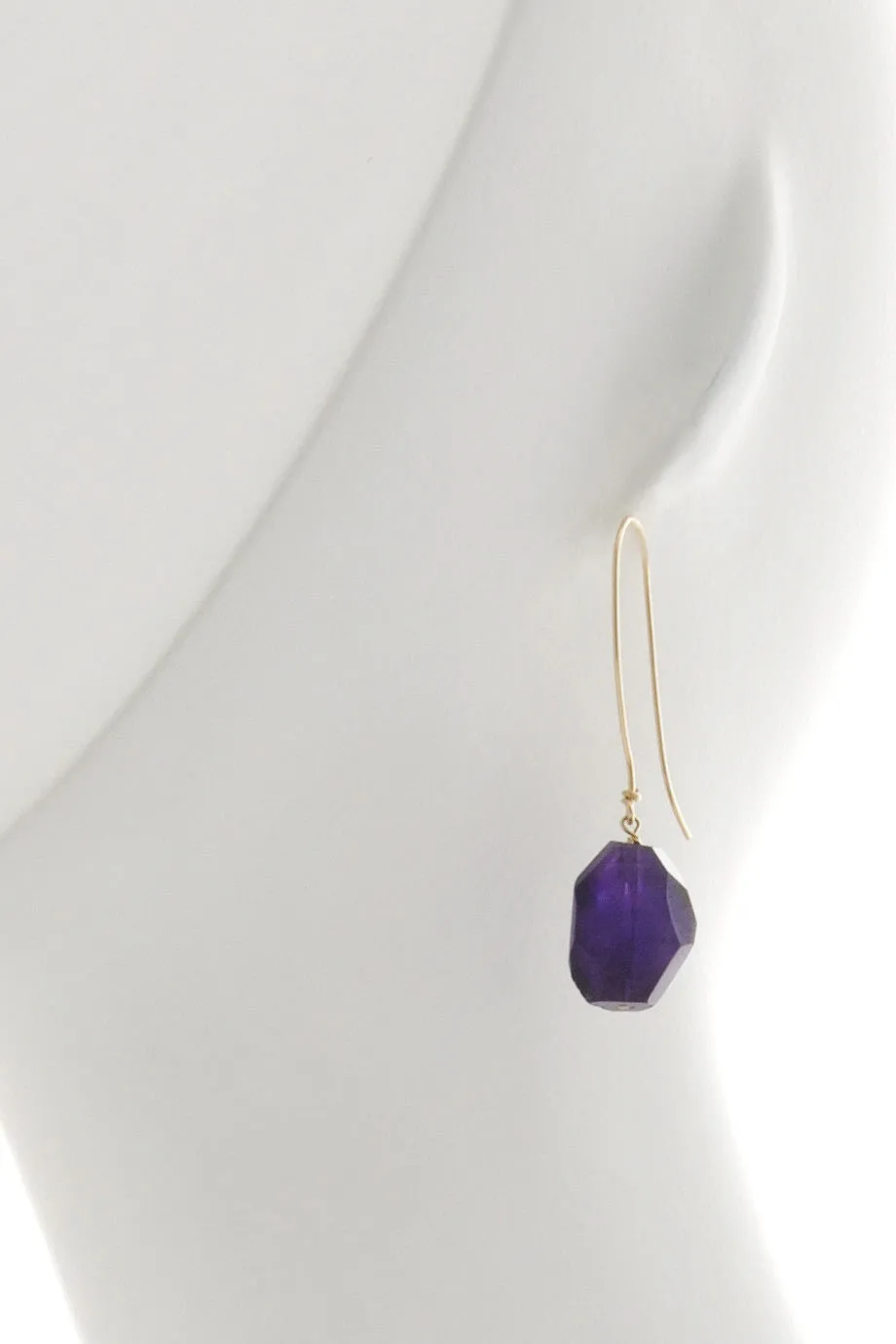 BY THE STONES AMETHYST Long Hook Earrings