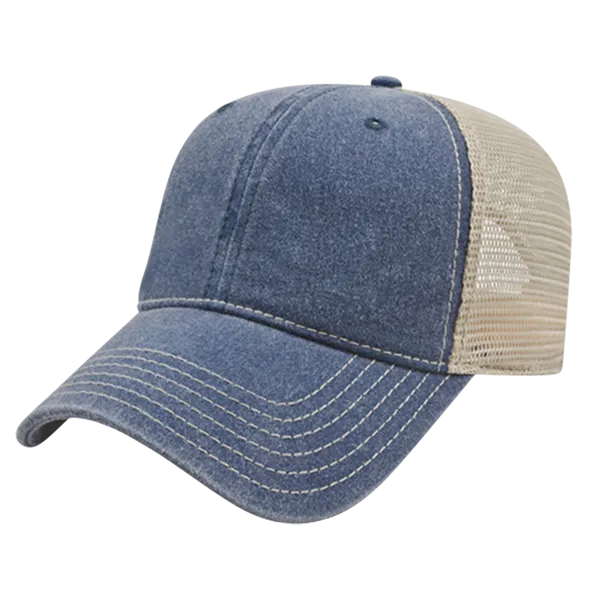 Cap America Custom Embroidered Hat with Logo - Washed Pigment Dyed Trucker Mesh Cap i3027