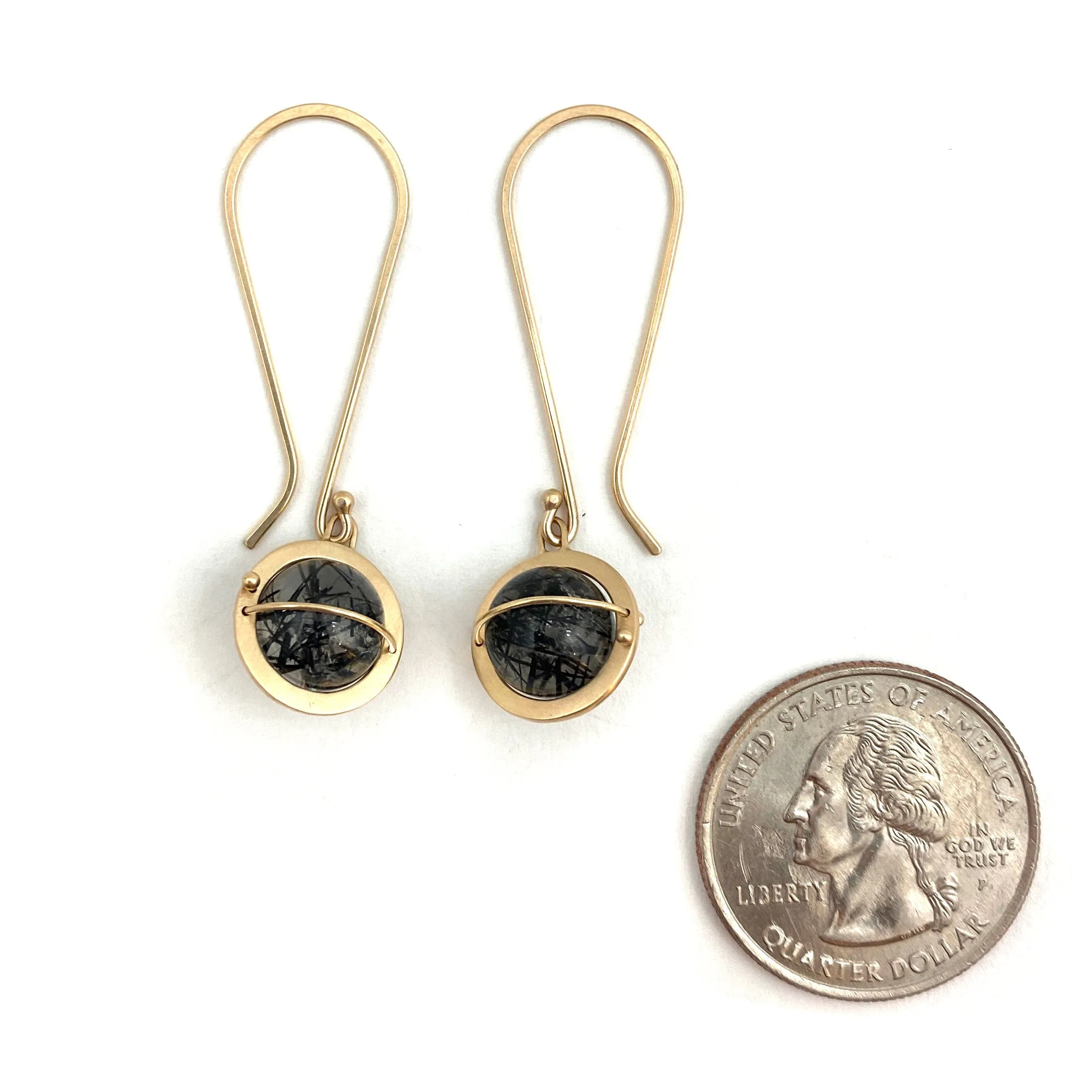 Captured Tourmalated Quartz Orb Earrings