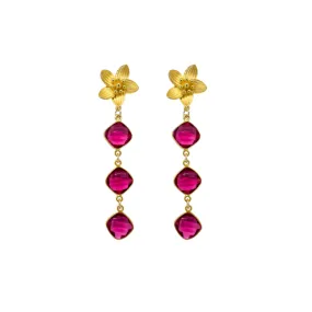 Cecile Pink Quartz Triple Earrings