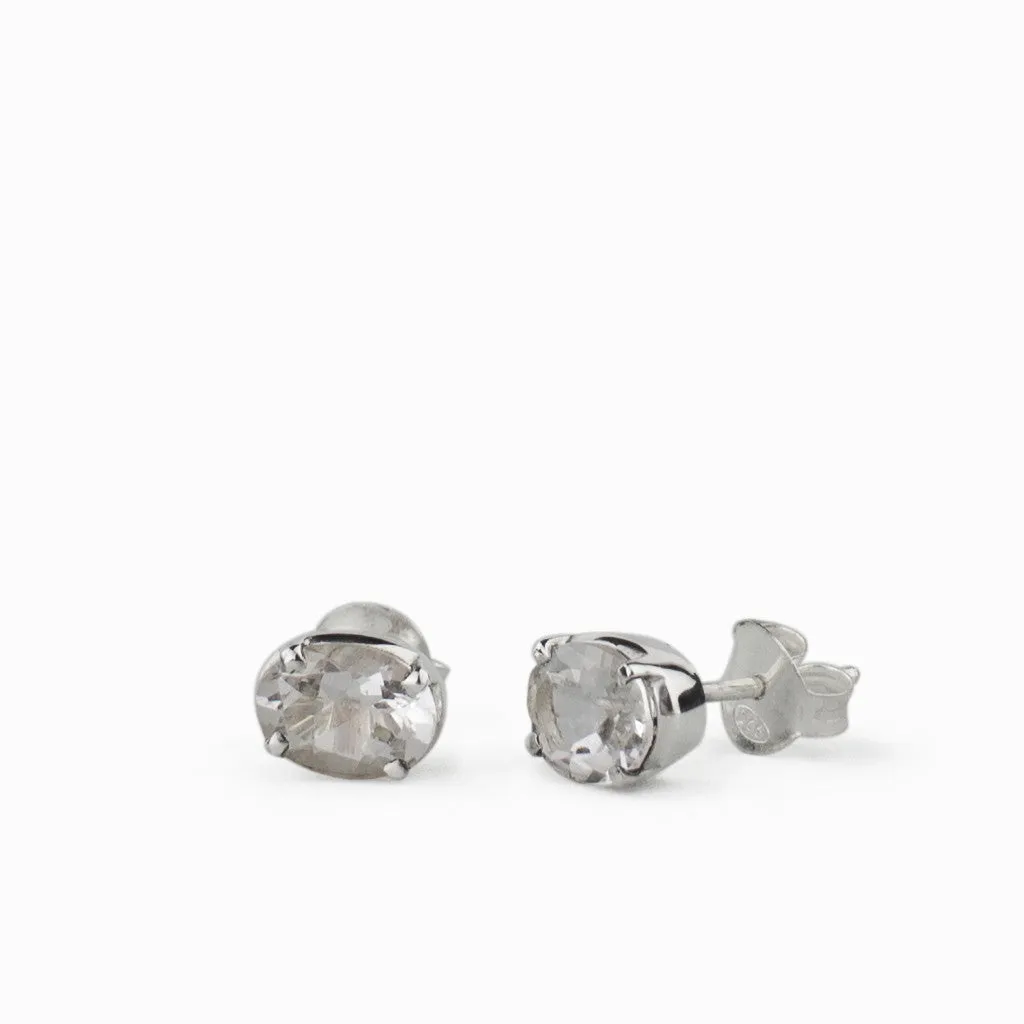 Clear Quartz Stud Earrings