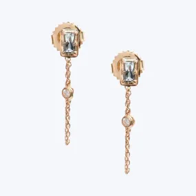 Cleo Carre Chain Baguette Clear Topaz Earrings