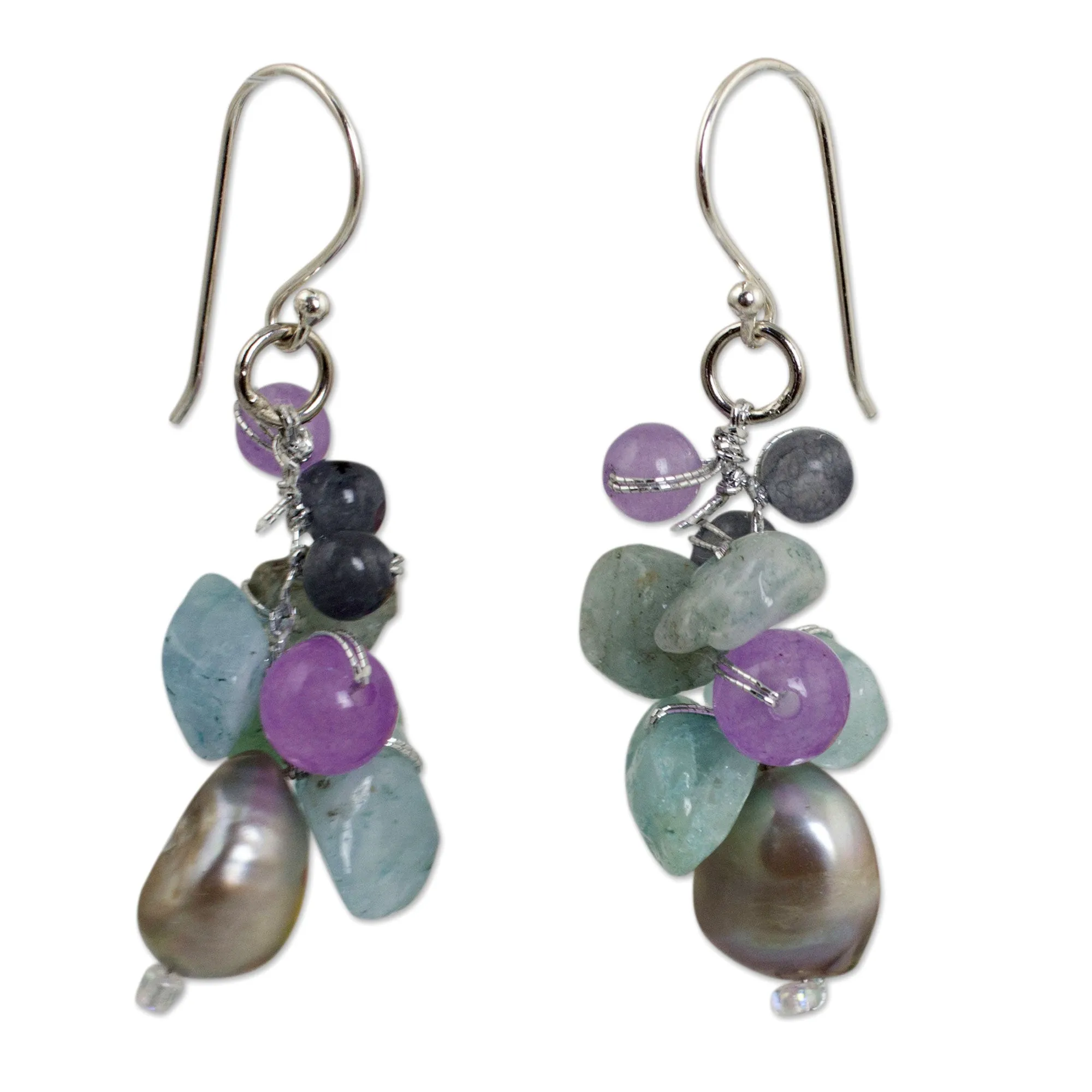 Clover Multi-Gem & Pearl Beaded Earrings