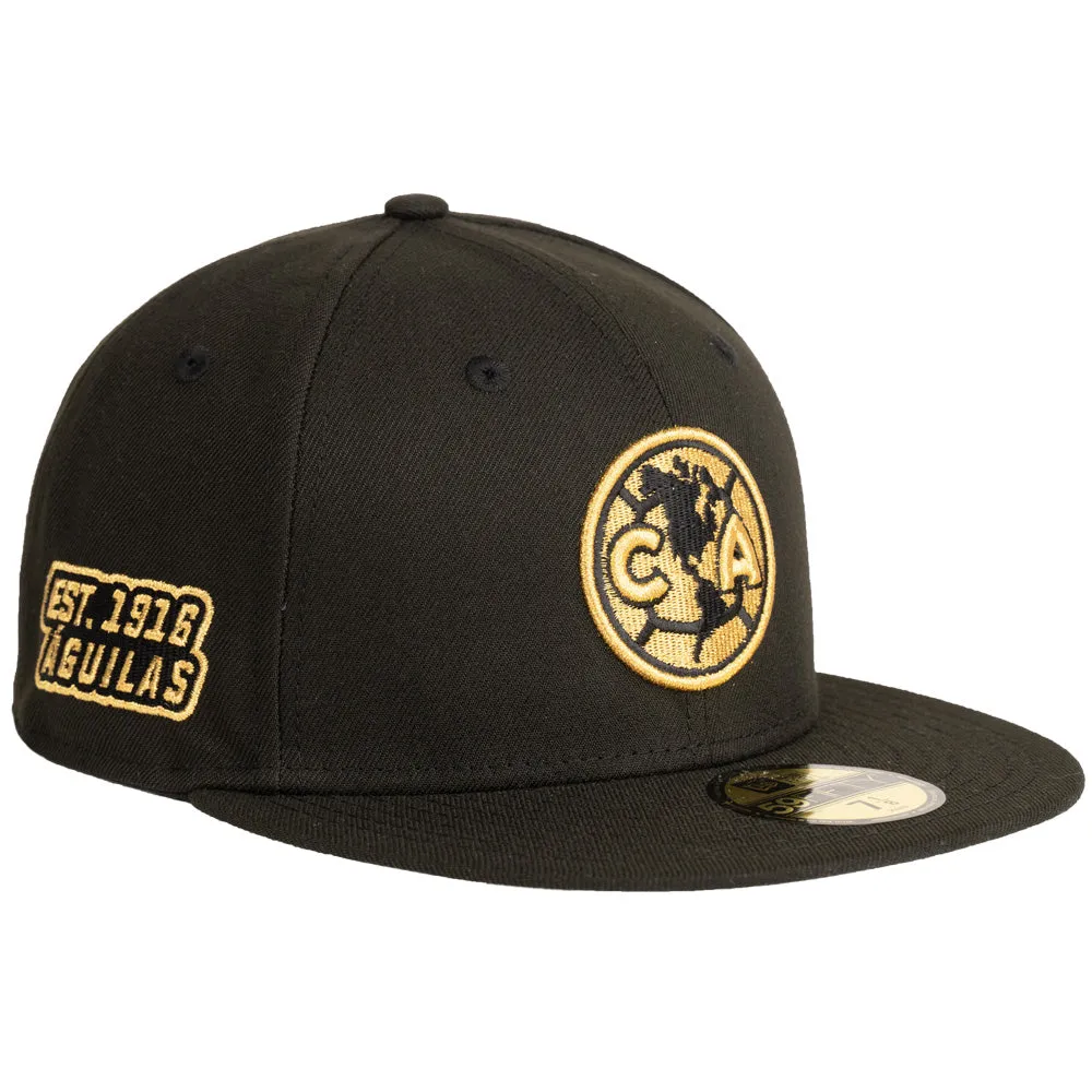 Club America New Era Gold Logo 59FIFTY Fitted Hat