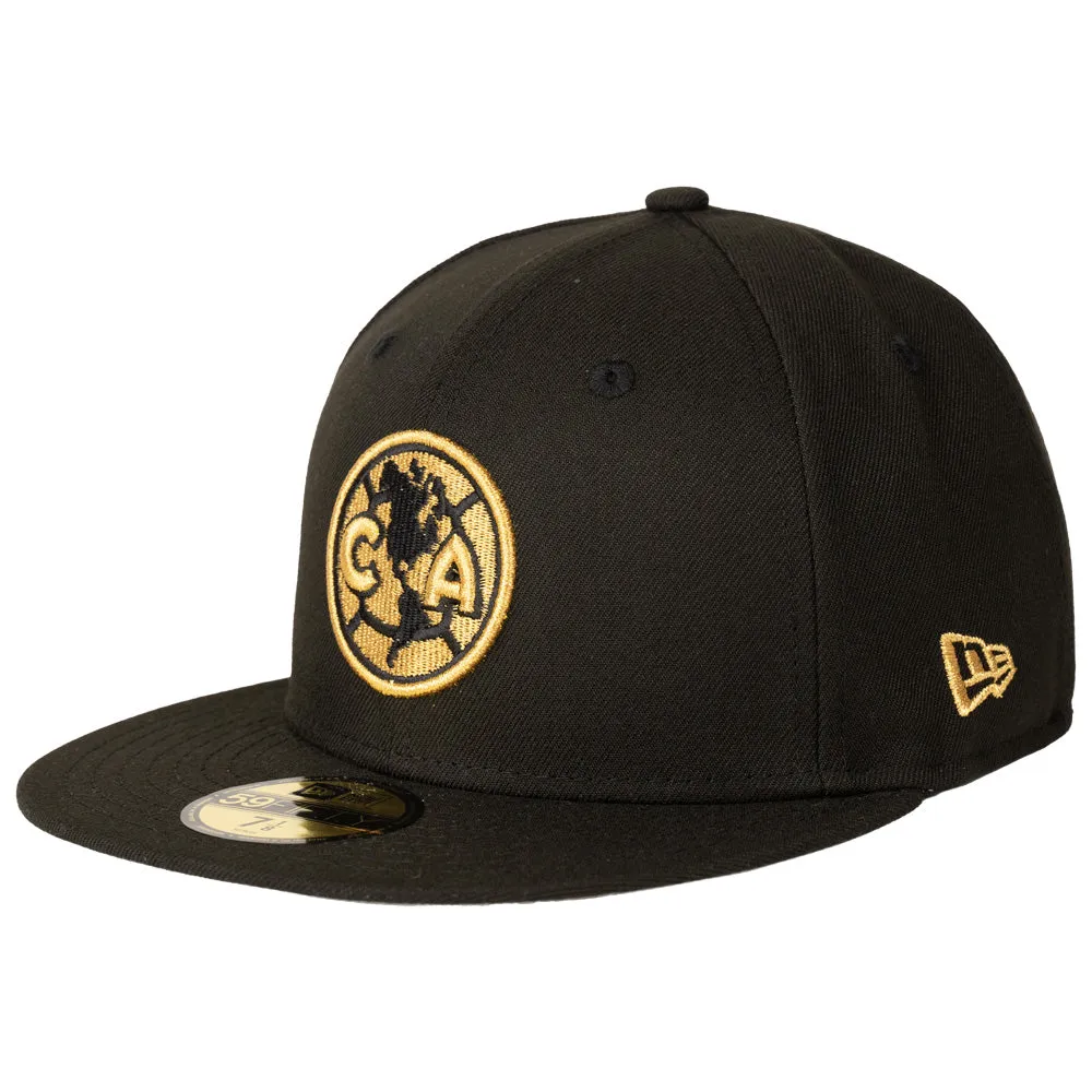 Club America New Era Gold Logo 59FIFTY Fitted Hat