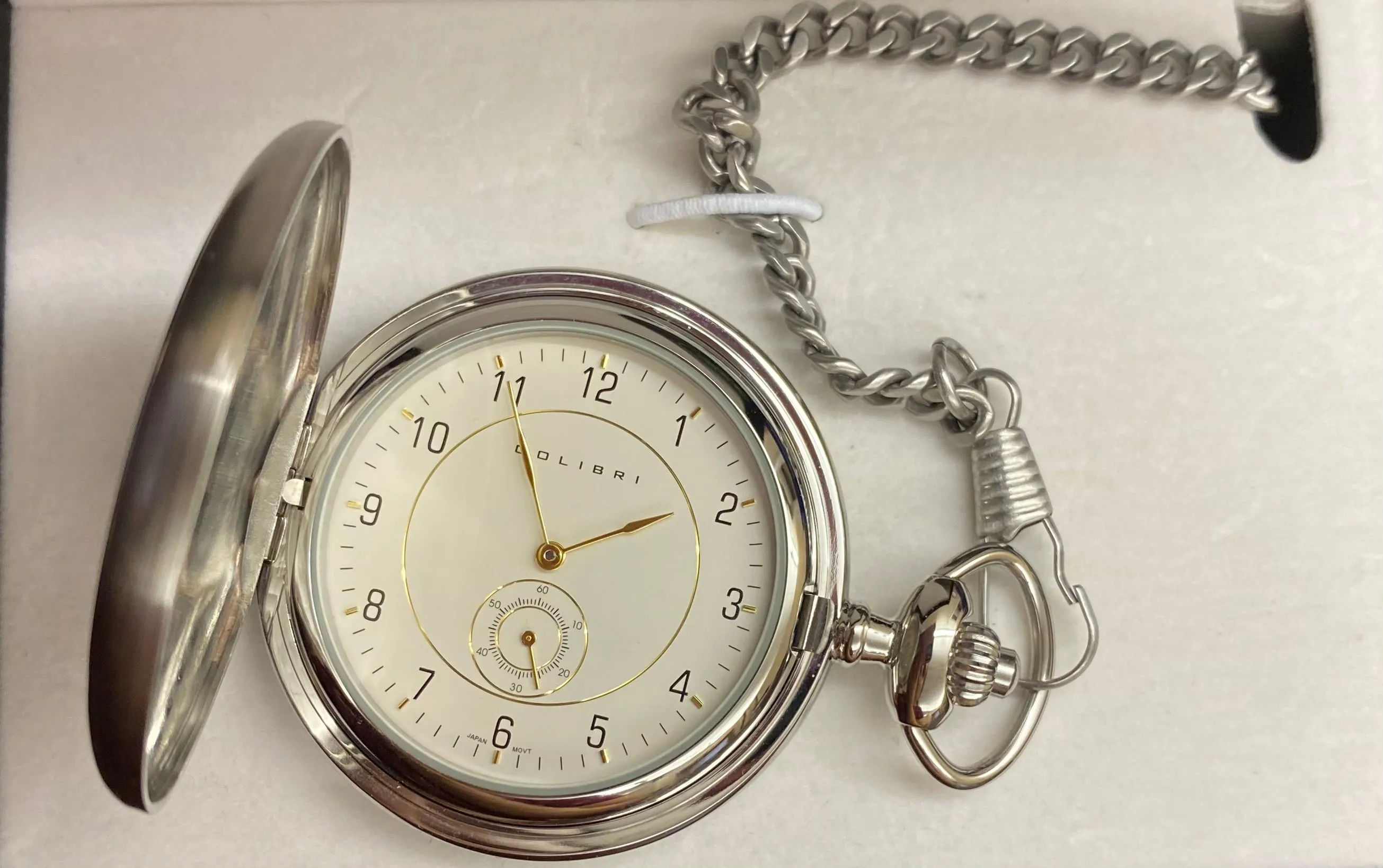 Colibri PW-202, Silver Pocket Watch with Beige Face