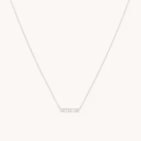 Cosmic Star Topaz Bar Necklace in Solid White Gold