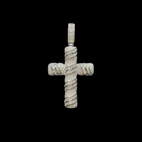 Cross Baguette Steel Edition Iced Out Diamond Pendant Necklace