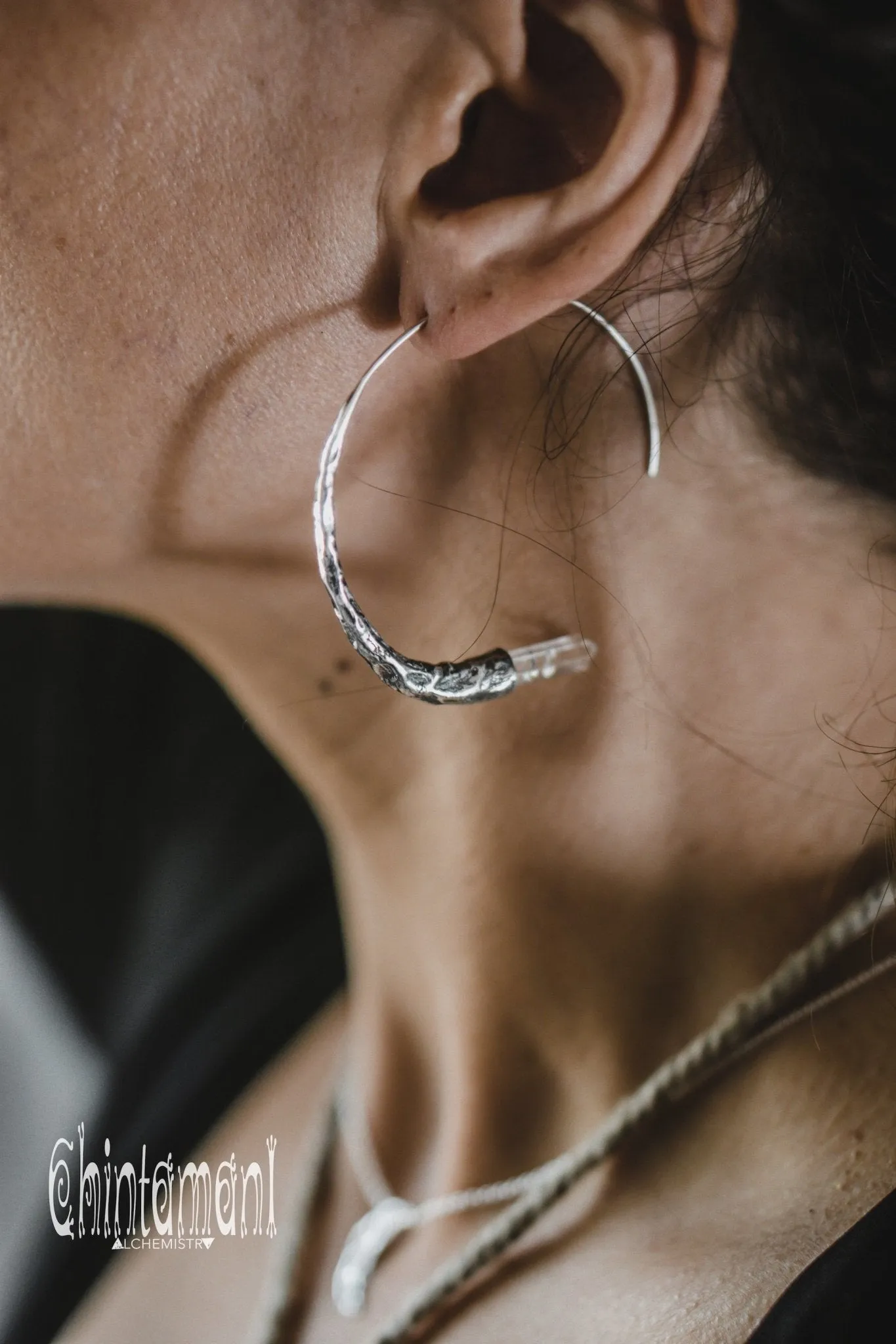 Crystal Quartz Hoop Earrings / 925 Silver