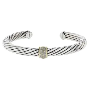 David Yurman Cable Classics Station Bracelet with 18K Yellow Gold and Pave Diamonds