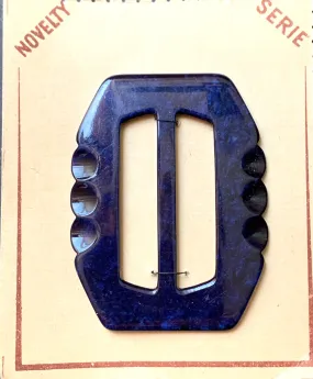 Deep Blue 1940s French 6cm Belt Buckle - Unused Old Shop Stock