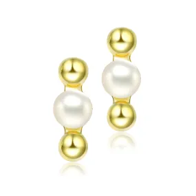 Delphine Golden Spheres Pearl Earrings