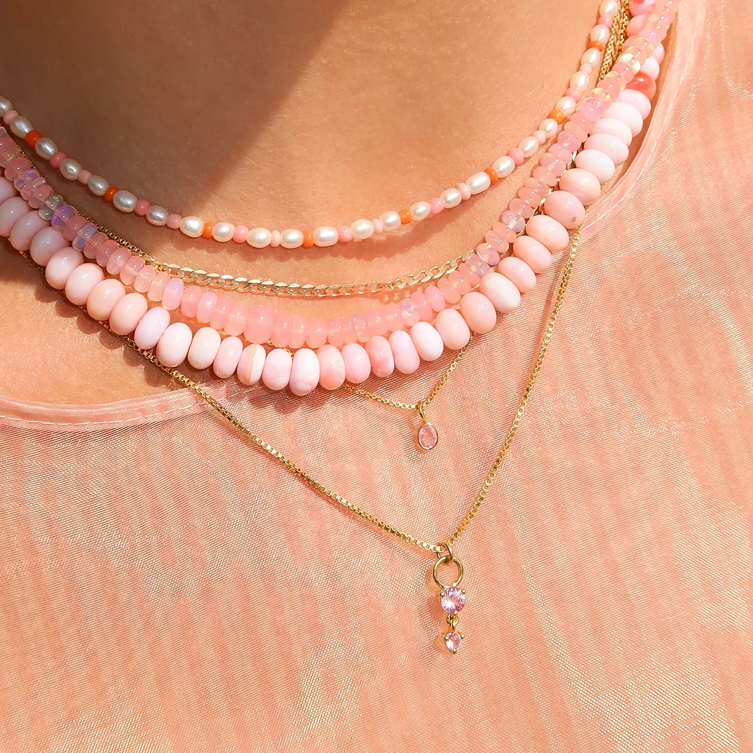 Deux Drop Necklace | Pink Sapphire