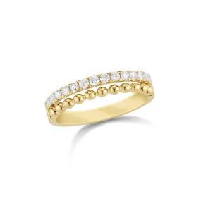 Diamond & Gold Bead Stacking Ring