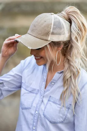 Distressed Messy Bun Hats // 7 COLORS