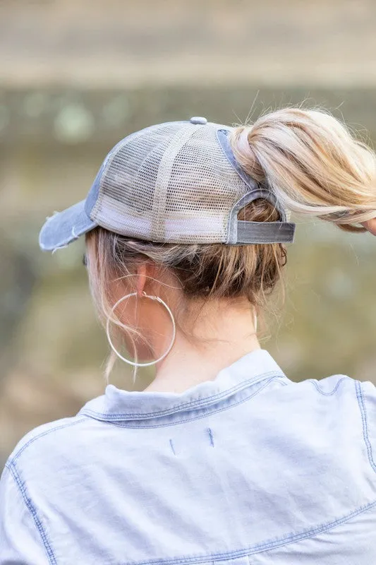 Distressed Messy Bun Hats // 7 COLORS