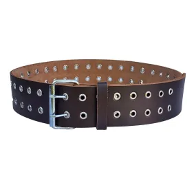 Double Prong Chrome Buckle Brown Kilt Belt